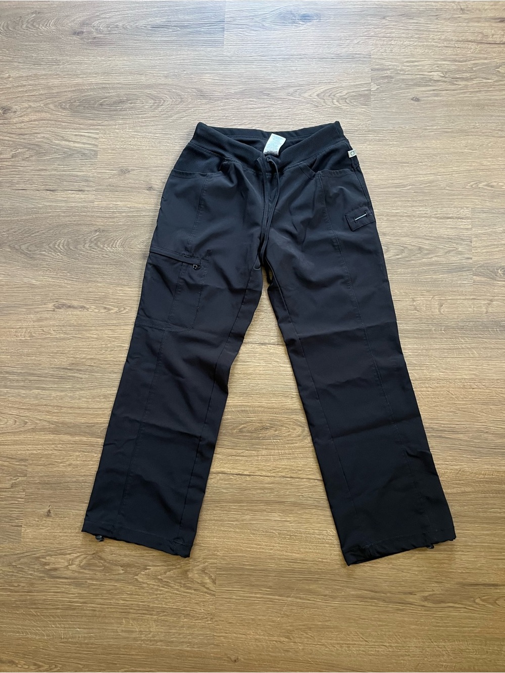 Women’s Black Cargo Scrub Pants with Drawstring Waist